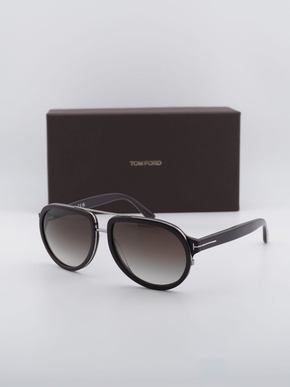 Tom Ford Geoffrey FT0779 48B Aviator Sunglasses - Brown / Smoke